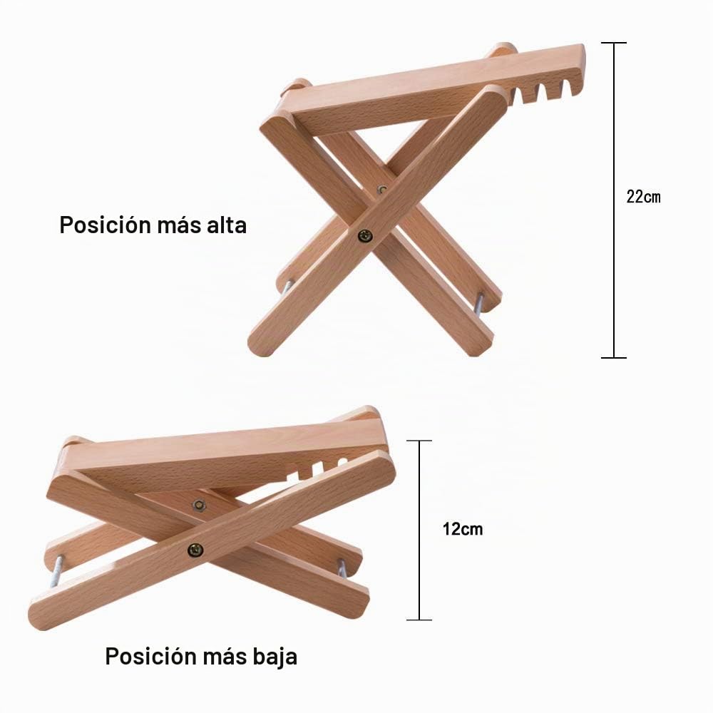 Rayzm Reposapiés para guitarra, Pie Plegable para Guitarra Clásica con 4 Alturas Ajustables, Pedal Sólido de Madera para Guitarra y Banjo