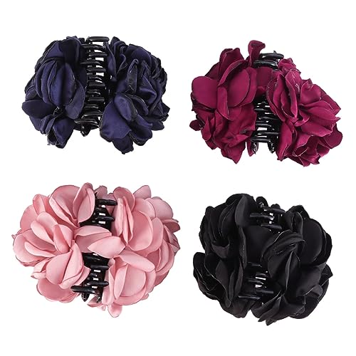 Pince à cheveux fleur rose en lot de 4, une idée cadeau raffinée pour femme et anniversaire