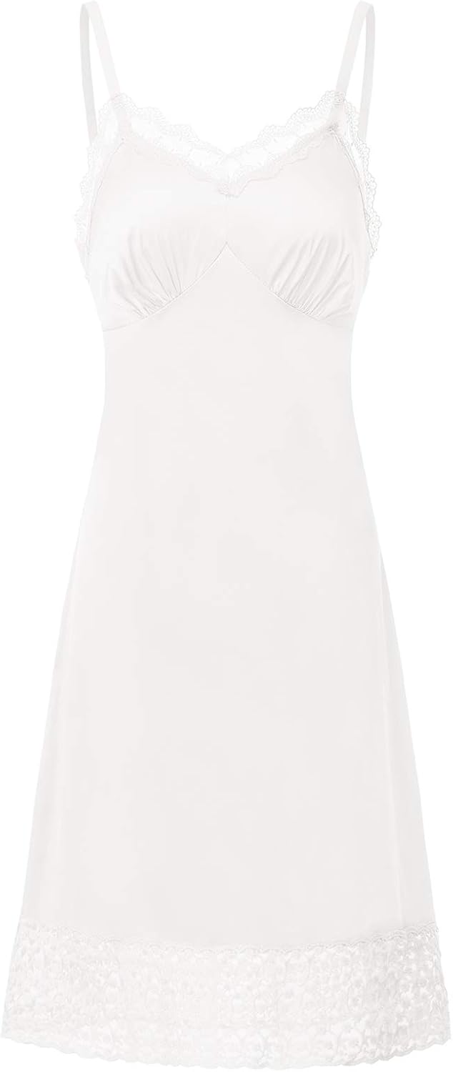 Belle Poque Lace Full Slips for Women Under Dresses Adjustable Spaghetti Strap Cami Dress