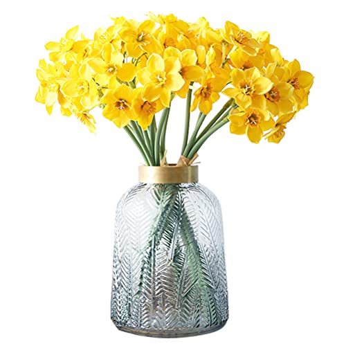 Tinsow Artificial Daffodil Flowers 15.8 Inches Narcissus Spring Flower Fake Silk Flower Arrangement For Home Wedding Decor (Yellow, 12) #TOP2