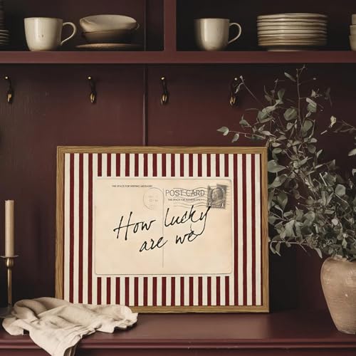 Vintage How Lucky Are Wall Art Preppy Postcard Striped Wall Decor Picture, Trendy Inspirational Quote Poster Canvas Print Picture for Living Room Bedroom 12x16 inch Wood Framed by XIYHArt - Used condition - Image 8