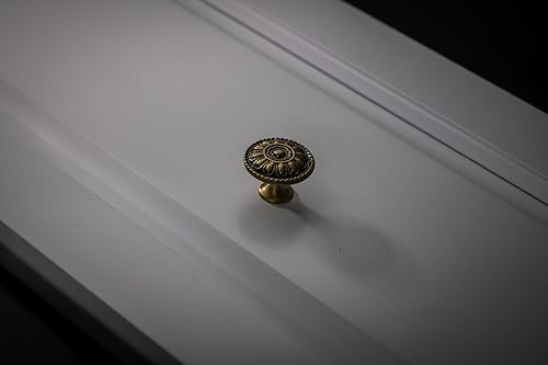 Miniatura 9 de turst4care - Paquete de 15 tiradores de latón antiguo para armario de cocina, manijas de cajón de armario de color dorado cepillado, patrón de rayos