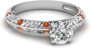 55Carat Wählen Sie Ihren Edelstein Pave Messerkantenring Sterling Silber Runde Brillante Form Seitenstein Verlobungsringe ...