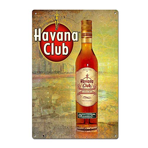TammieLove TinSignEUa19565 - Cartel de metal con diseño vintage de Havana Club Rum, cartel de metal, decoración de pared, placa de puerta, letrero vintage de lata de 7.8 x 11.8 pulgadas (largo x ancho
