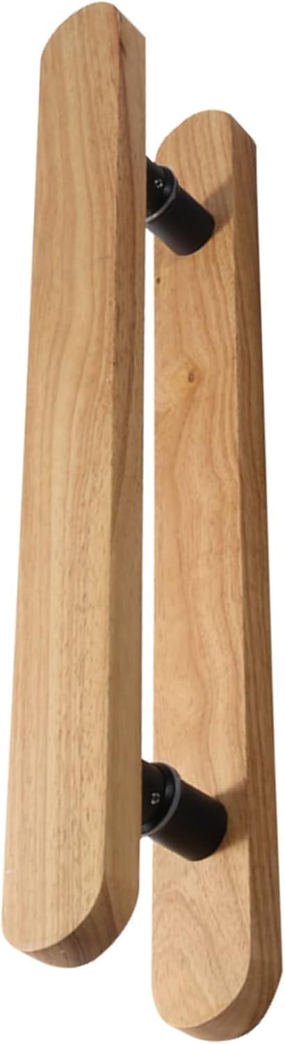 Solid Wood Glass Door Handle Set for Sauna Room Rustic Double Sided Sliding Door Handle Indoor Outdoor Push Handle Natur