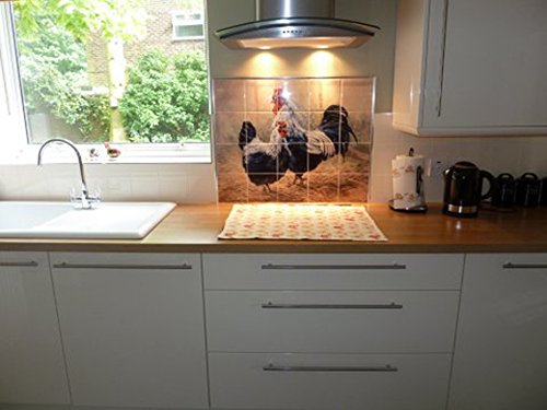 Ceramic Tile Mural - Black Rooster And Hen - By Laurie Snow Hein #TOP7