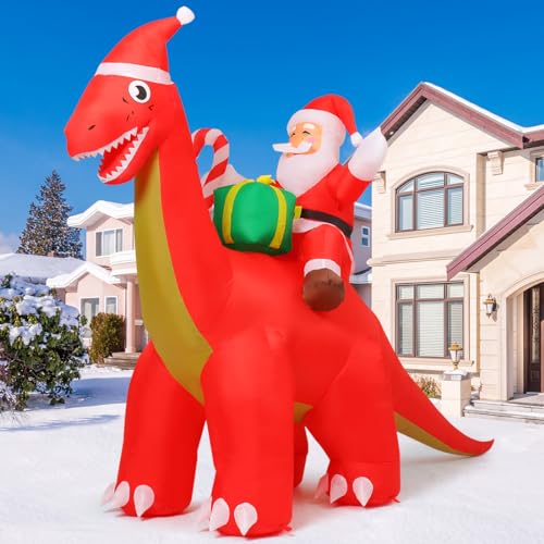 Aufblasbarer Weihnachtsmann auf Dinosaurier – Bild 4