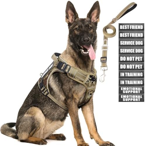 Tactical Dog Harness and Leash Set for Large Dogs,Heavy Duty No P...