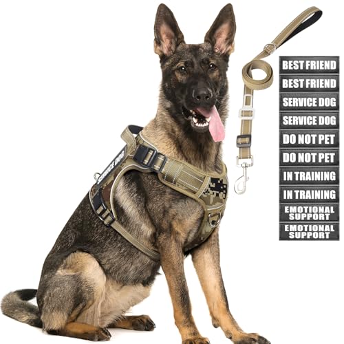 Tactical Dog Harness and Leash Set for Large Dogs,Heavy Duty No P...