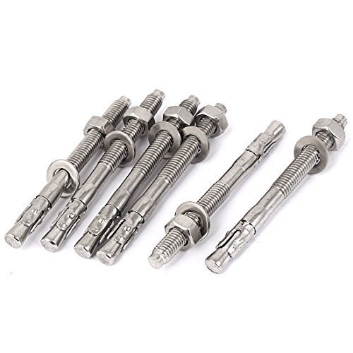 Aexit M8 Thread Anchors 304 Stainless Steel Car Repair Gecko Expansion Bolt Screw 90mm Expansion Anchors Long 6pcs
