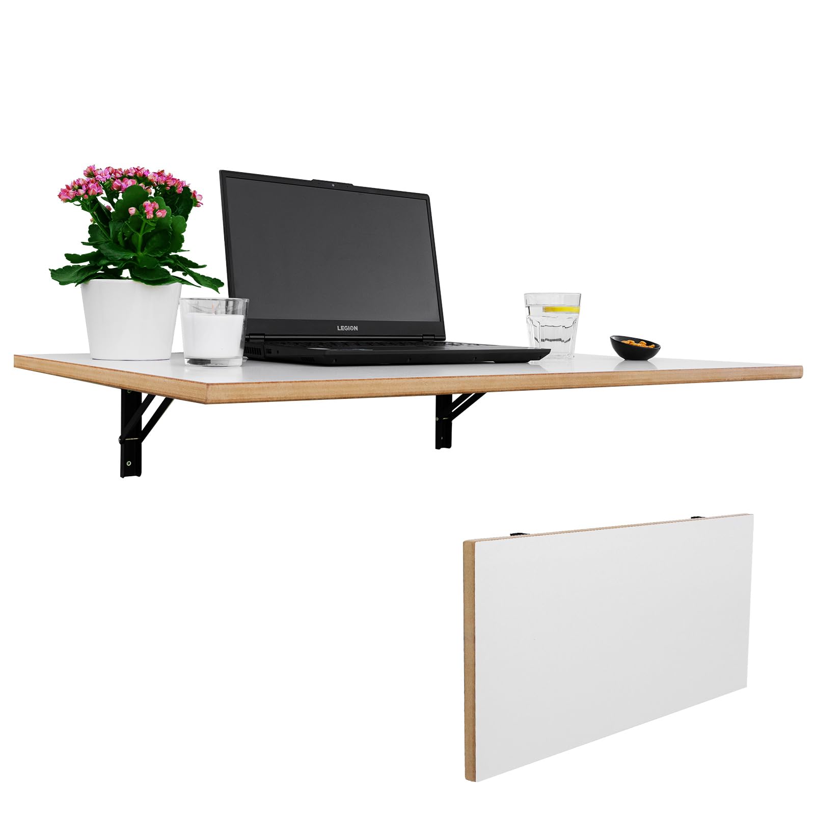 Stabiler Wandklapptisch aus Massivholz: Platzsparender, Faltbarer Küchentisch und Schwebender Schreibtisch,Laminiertes MDF Klapptisch