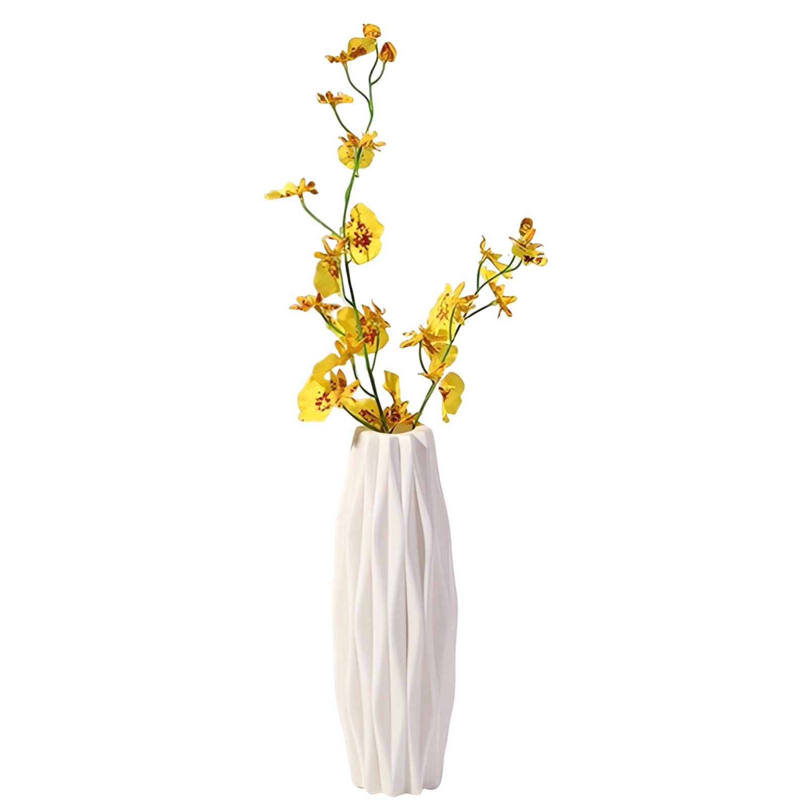 Durable Decorative Unbreakable Vase Creative Flower Arrangement White Small Vases Modern Plastic Vases for Home Living Room Table Wedding Decor (White
