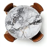 YEYE JUICE Round Fitted Tablecloth with Elastic Outdoor Tablecloth for 36' - 44' Tables Waterproof Round Table Cover for Indoor Dinner, Picnic, Camping, Yard (Marble)