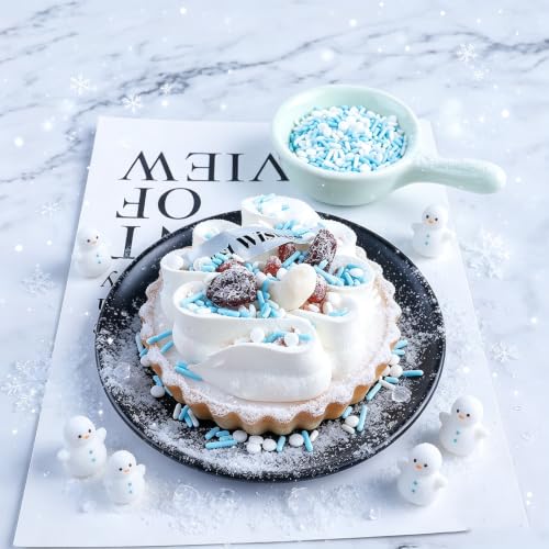 Image of Blue Sprinkles, Blue White Winter Sprinkle with Nonpareils Jimmies Confetti | Edible Cake Decorations for Baking, Ice Cream, Cookies, Cupcakes, Baby Shower Gender Reveal Frozen Birthday Party Supplies