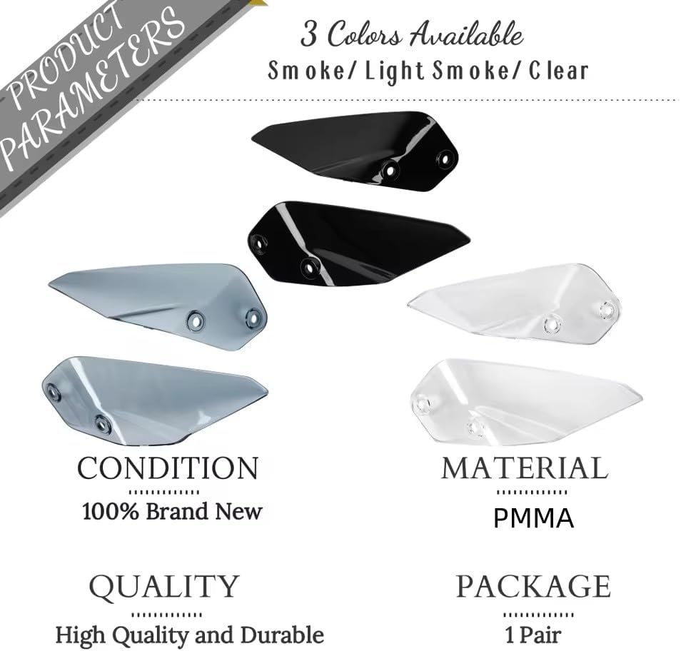 Windshield Windscreen Side Wind Deflector Panel for BMW R1200GS LC R 1200 GS ADV K50 K51 2014-2020 R1250GS Adventure 2019-2022 (Light Smoke)