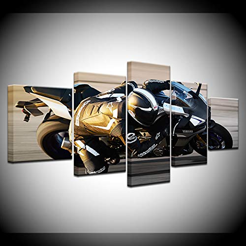 Tableau sur toile motos 5 pièces pour habiller un grand mur vide et moderniser votre salon