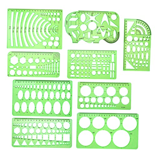 Housoutil 多機能建築用描画テンプレート 定規 透明スケール付き 幾何学図形測定 学校及びオフィス用文房具