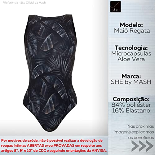 Maiô Regata Microfibra She by Mash Feminino Adulto | Preto | G