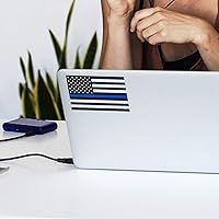 Vista 3 de Besby 3 piezas de calcomanías reflectantes con bandera de EE. UU., adhesivo de bandera americana con línea azul delgada para auto, portátil