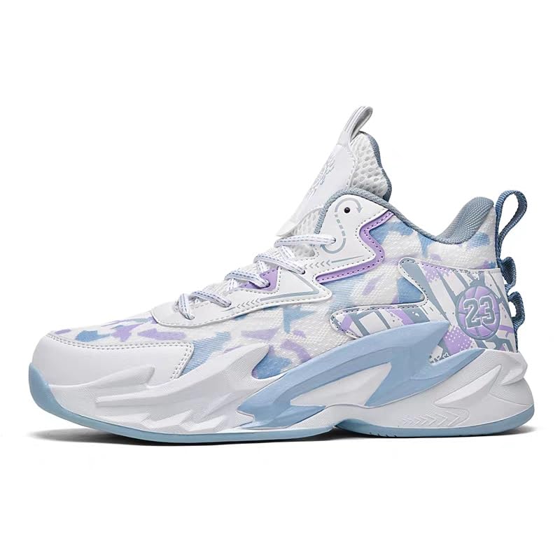 Męskie oddychające buty do koszykówki z amortyzującą przyczepnością Trwałość Modne codzienne sportowe(Blue,41 EU)