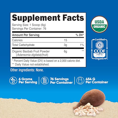 Nutricost Organic Baobab Fruit Powder Unflavored (1 LB) - Vegan, GMO-Free, Gluten Free - Image 3
