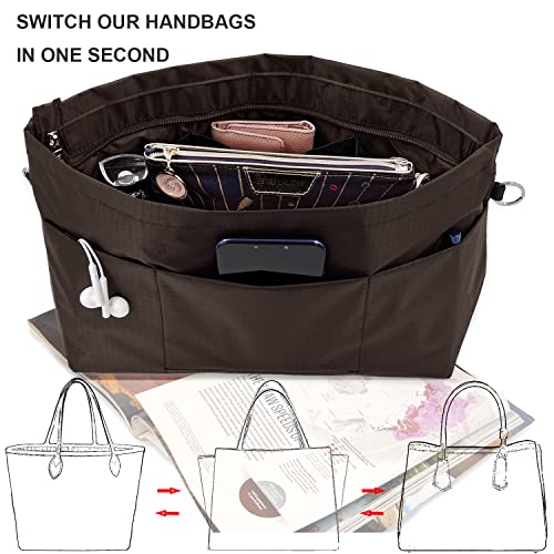 Image of Handbag Tote Purse Organizer Insert, Large, Coffee