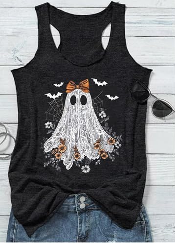 Problem Solved Halloween Tank Tops for Women Bloody Splatter Graphic Shirts Halloween Casual Racerback Tops4