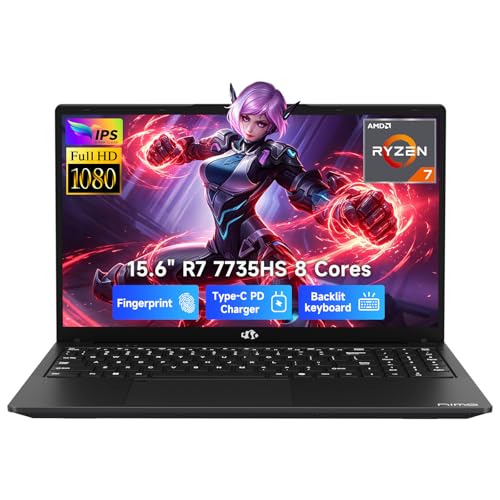 NIMO 15.6" IPS FHD Gaming Laptop, AMD Ryzen 7 7735HS 32GB DDR5 RAM 1TB SSD (Beats i7-12650H, Up to 4.75GHz) Computer, Radeon 680M, Backlit Keyboard, 100W Type-C, Light for Business & Student