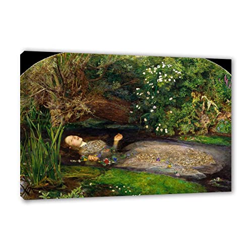 ジョン・エヴェレット・ミレーの有名なウォールアートの絵画。「オフィーリア」油絵の複製。リビングルームのホームデコレーション用キャンバスアート写真。木製フレーム 90x135cm(35.4x53.1インチ) ジョン・エヴェレット・ミレーの有名なウォールアートの絵画。「オフィーリア」油絵の複製。リビングルームのホームデコレーション用キャンバスアート写真。木製フレーム 90x135cm(35.4x53.1インチ)