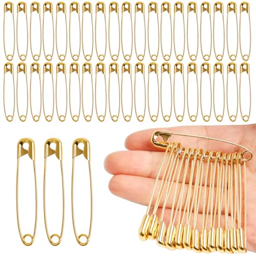 HAPYSHOOP 150PCS Large Safety Pins Gold Safety Pins, 2.25inch/56mm Metal Clothes Pin for Art Crafting,Sewing,Jewelry Making