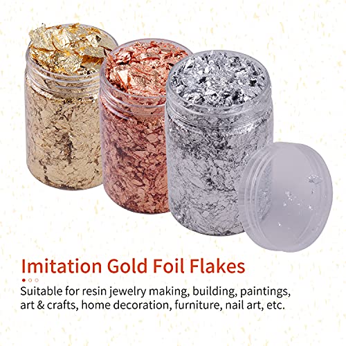 Fabricação de joias de resina,ERYUE Flocos de folha de ouro de imitação de 10g por 2 garrafas Flocos