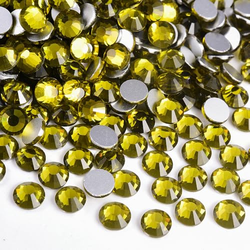 Image of 288pcs DIY Glass Flatback Rhinestones for Bedazzling,Round Crystal Gems for Nail Art,Stage Makeup,Clothing,Bag Decoration 0.24 inch 6.2mm SS30 Olive Green