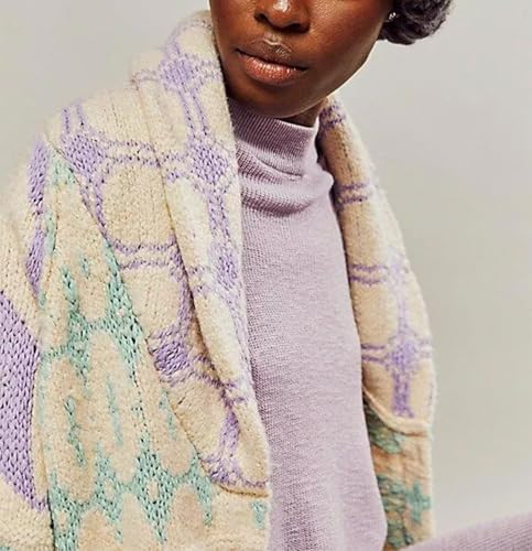 Image of Womens Knit Cardigan Sweater Button Down Oversized Sweaters Y2k Graphic Shawl Collar Fall Cardigans Coats