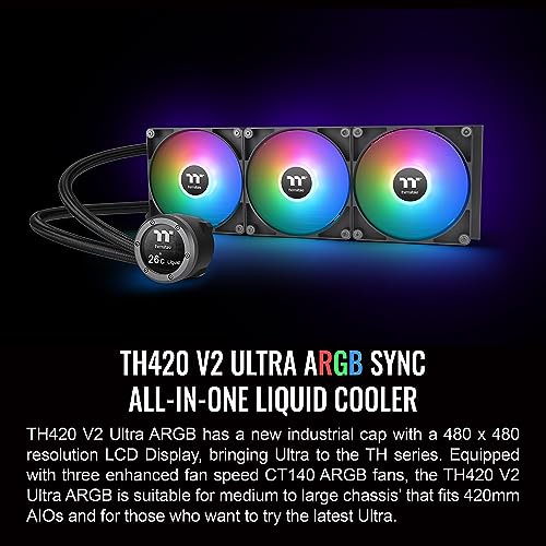 Image of Tower 300 Black Micro-ATX Case & Thermaltake TH420 V2 Ultra ARGB Sync /AlO Liquid Cooler /ARGB Fan 140 * 3 /PWM 500~1800rpm /Water Block 2.1 inch LCD /Black