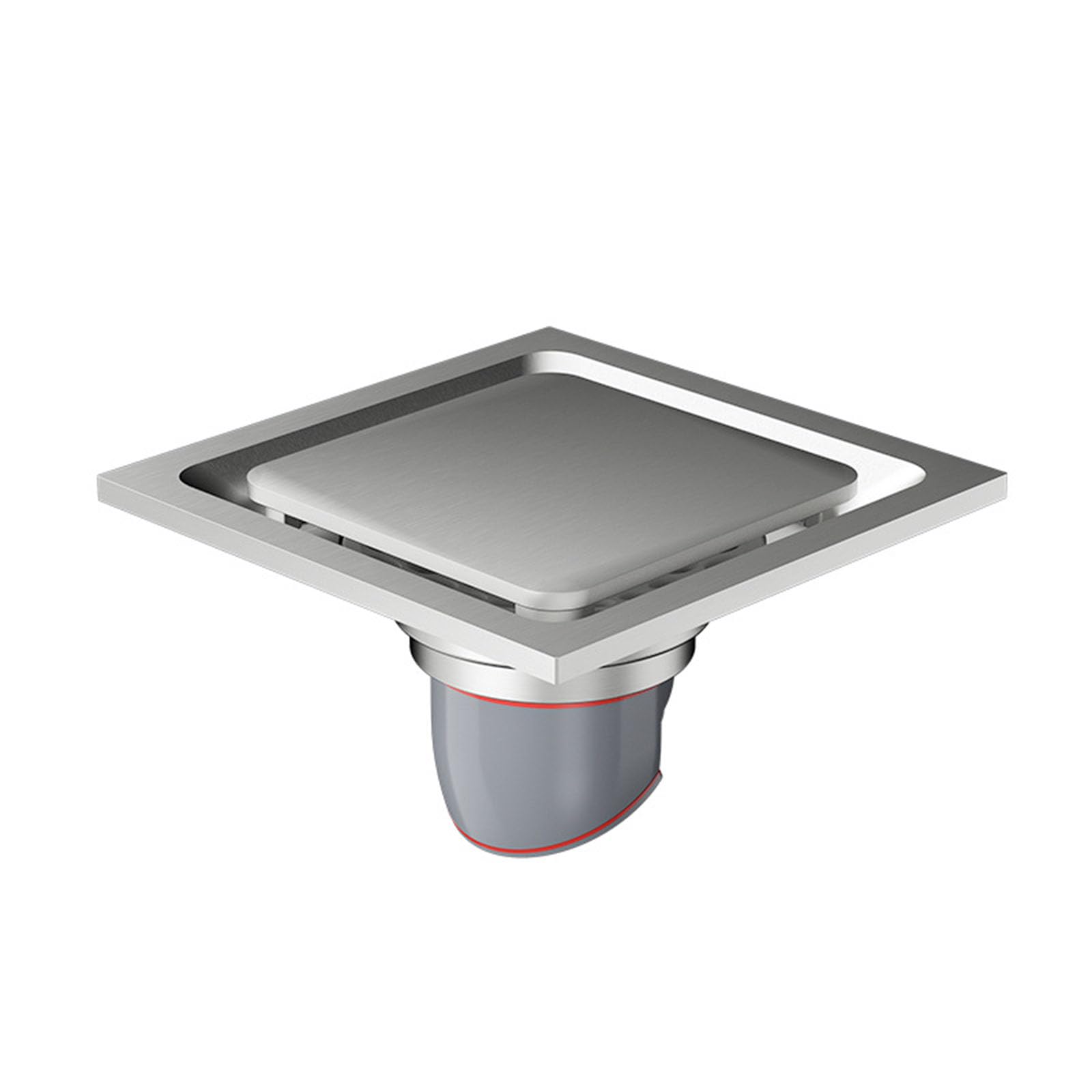 YIHANWUU Square Floor Drain with Hair Strainer,Brass Invisible Shower Floor Drain,Shower Drain with Removable Cover/Brushed