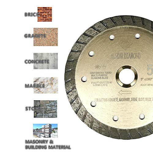 Alskar Diamond Usa Adlss 5 Inch Dry Or Wet Cutting General Purpose Power Saw Segmented Diamond Blades For Concrete Stone Brick Masonry (5") #TOP4