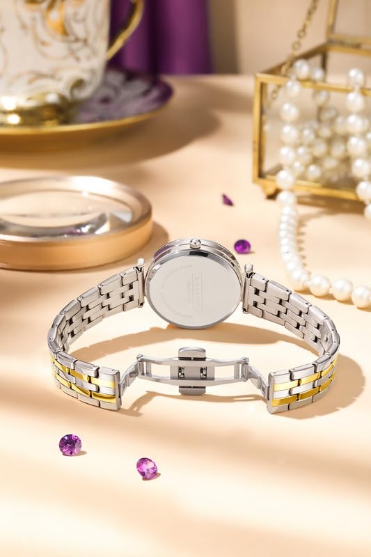 Image of Giordano Exquisite Analog Watch for Women with Round Cut Glass Textured Dial, Date Display Function, Quartz Movement and Stainless Steel Strap - GZ-60111