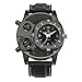 Produktbild Herren Groß Dial Uhr PU Leder Band Hübsch Punk Steam Quarz Analog Armbanduhr Luxus Edelstahl Uhr Leder Datum Analog Quarz Herren Armbanduhren für Männer LANSKIRT (Schwarz)