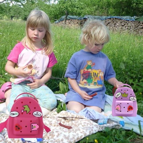 Cute Silicone Jelly Mini Backpack (2 Sizes) for Women Boys & Girls, Water-Resistant Lightweight Bag for Pool, Beach, Gym, Customizable Charms, Easy Clean (Fuchsia, Small)2