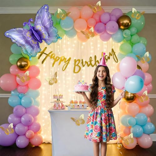 Image of Special You Butterfly Theme Birthday Decoration Kit for Girls with Pastel Balloons for Decoration, Foil Balloons for Decor, Butterfly Stickers for Wall Decoration, Birthday Decor