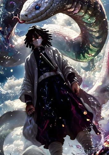 Image of NIJUKA Anime Printed A4 Size Metal sheet Poster For Home And Room Decoration | For Anime Art Fans Boys And Girls (Obanai Iguro Fan Art Look)