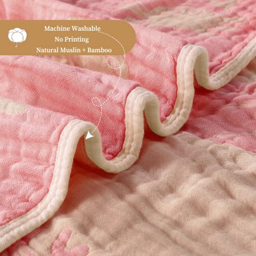 Hardnok Bamboo Muslin Baby Towel Hooded,32 X 32 Inches Silk Soft And Comfortable 6 Layer Large Bath Towel For Boys,Girls(Ocean Pink)…… #TOP6