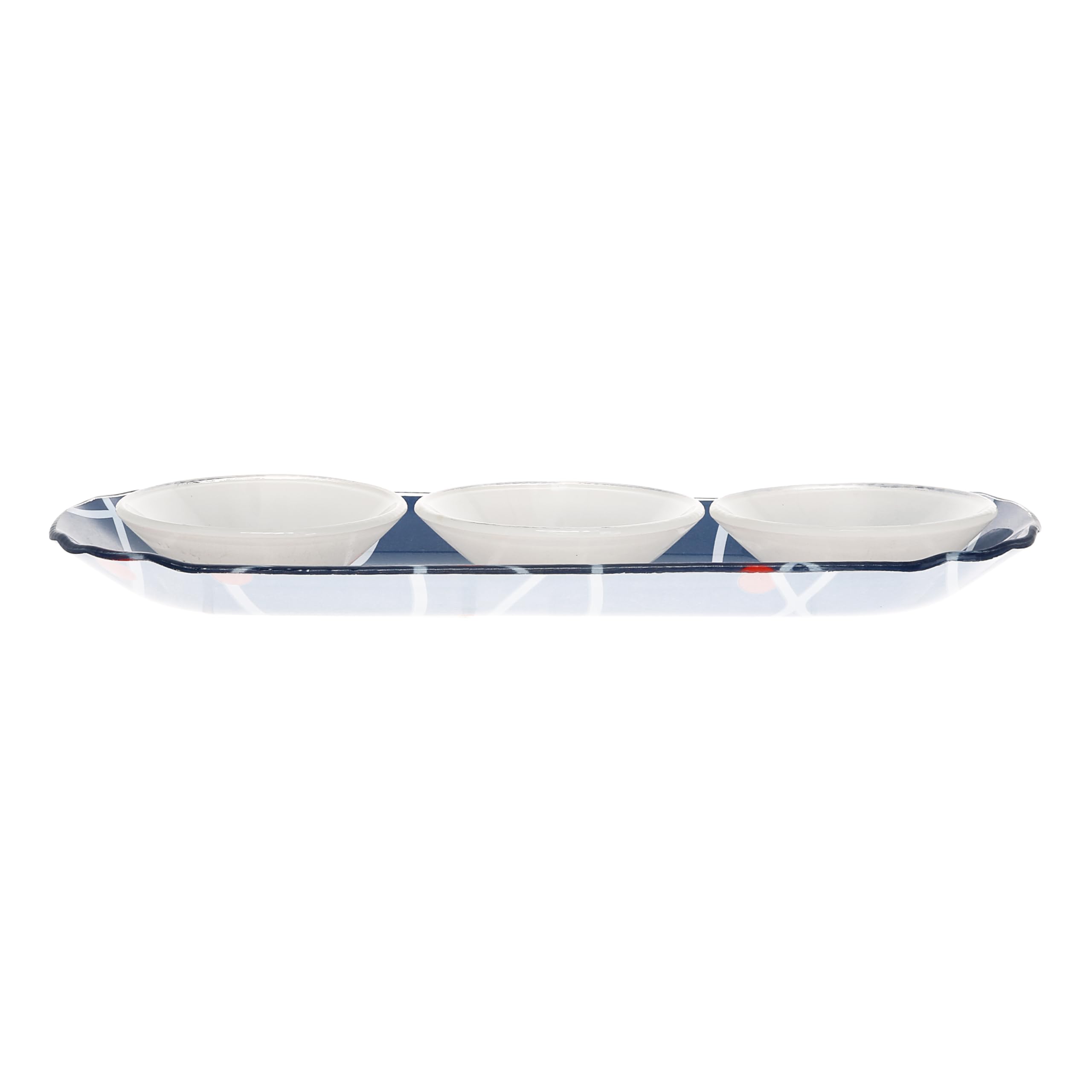 Pawilon - kotwica - 28 cm taca do serwowania z trzema miseczkami 56 ml zestaw vintage jezioro plaża łódź nabrzeże ocean wybrzeże kuchnia dekoracja naczynia do serwowania