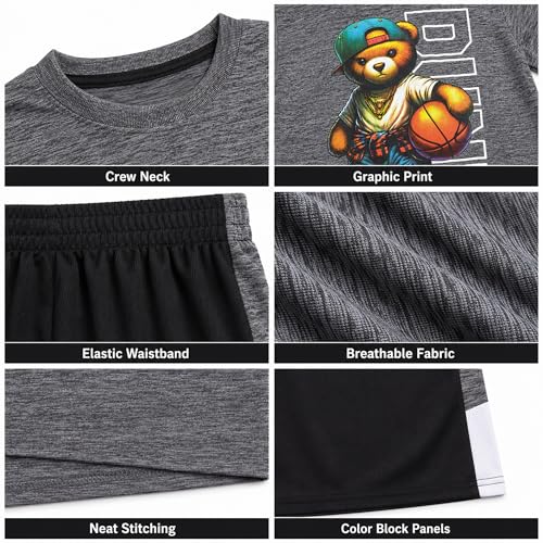 Image of Pro Athlete Active Boys Short Sets - 2 Piece Performance Crewneck Short Sleeve T-Shirt and Shorts Boys Athletic Sets (8-16)