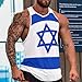 Israel Flag Israeli Star Mens Tank Top Gym Muscle Tee Sleeveless Sports Bodybuilder T-Shirt Beach 2XL