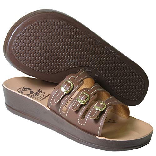 Sandália Rasteira Feminina Ortopédica Conforto Dia a Dia Marrom-Café-34