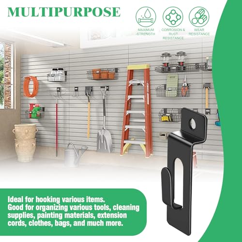 Image of 60Pcs Slatwall Utility Notch Hook Metal Slat Wall Display Hangers Picture Hook Slatwall Accessories for Photo Frame Painting Artworks Panel Pegboard Slat Grid Shelf Hanging Display (Black)