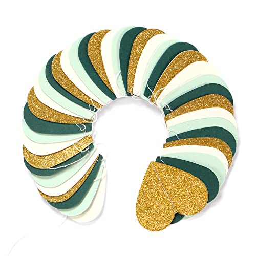 Image of Sage-Green Mint Beige-Gold Love-Heart Garland - 52Ft Rustic Wedding Hanging Decoration Streamers Banner, Baby Safari Birthday Bachelorette Bridal Shower Engagement Valentines Party Decor Panduola