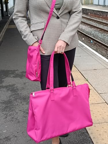 Weekender Bags for Women, Travel Duffel Overnight Carry On Holdall Bag, Sports Gym Sholder Tote, Hot Pink, M2