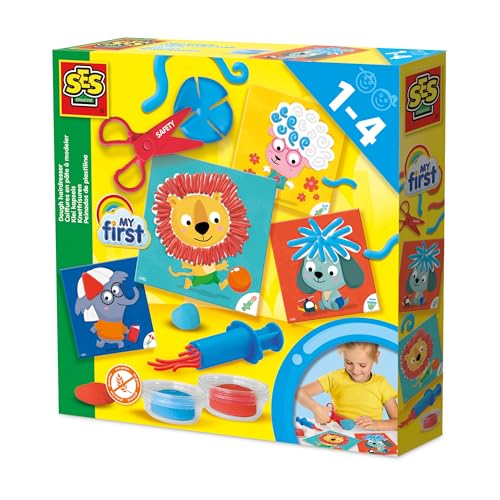 SES Creative 14407 Ma Première Pâte à Modeler Coiffures sur Cartes - Crée Les Plus Belles Coiffures sur Ces Cartes d'animaux Amusants - avec Outils pour...